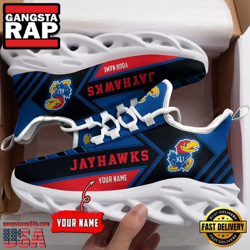 NCAA [Hot Sale] Kansas Jayhawks Custom Name Unique Design Max Soul Shoes Running Sneakers - Image 4